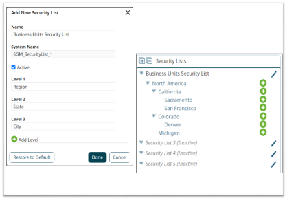 Security list tree example