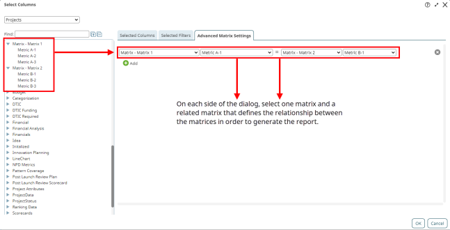 General Reporting Matrix Join Example