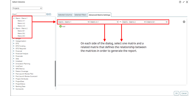 General Reporting Matrix Join Example