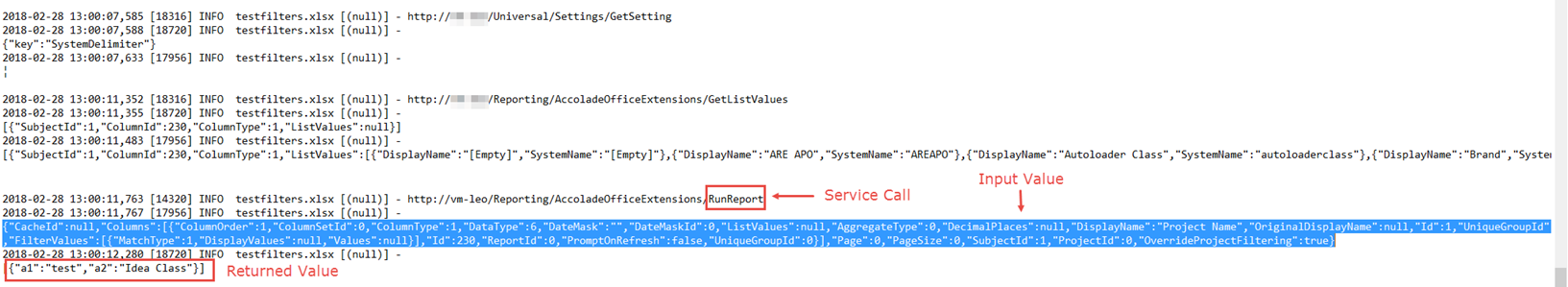 Diagnostics Log File Example