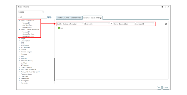 Matrix Join Statement Example