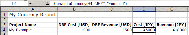 Currency Report Example