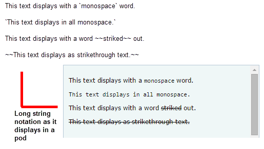 Long string metric with strikethrough and monospace example